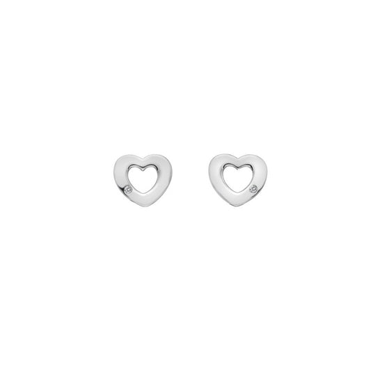 Hot Diamonds sterling silver diamond set heart shaped pierced Amulet earrings DE616