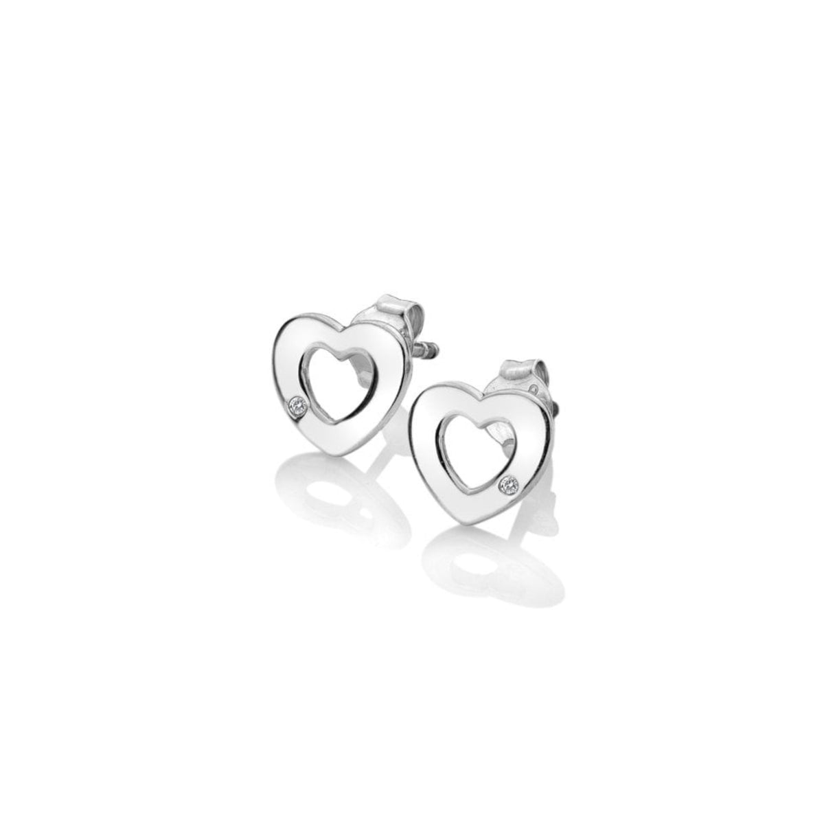 Hot Diamonds sterling silver diamond set heart shaped pierced Amulet earrings DE616
