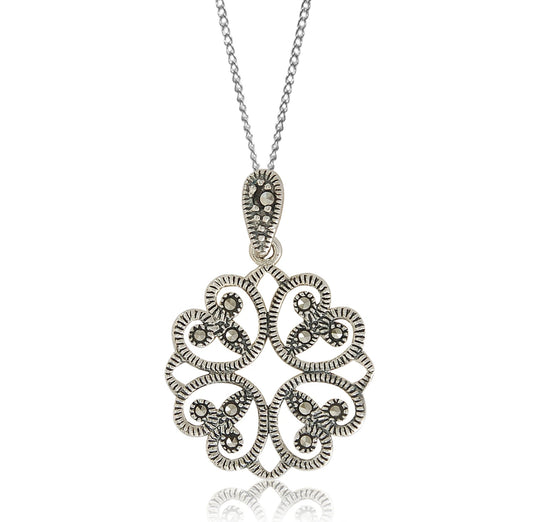 Marcasite necklace round shaped sterling silver