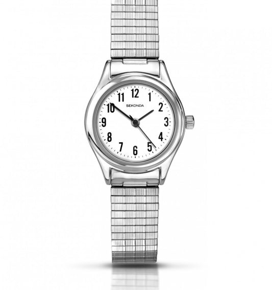 4601 Sekonda Watch Ladies Silver Plated Expanding Bracelet Clear Dial