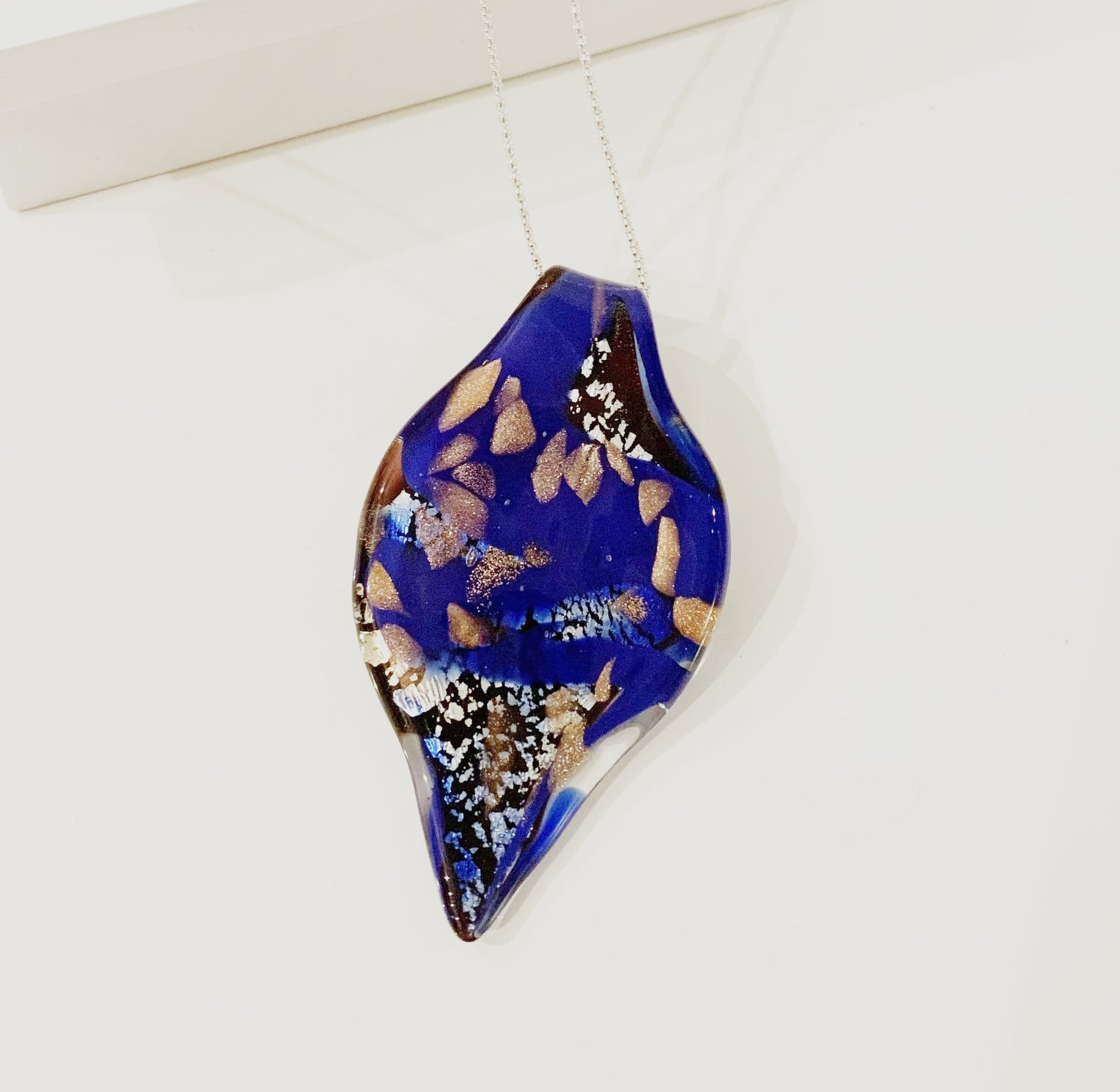 Blue Murano Glass Leaf Pendant