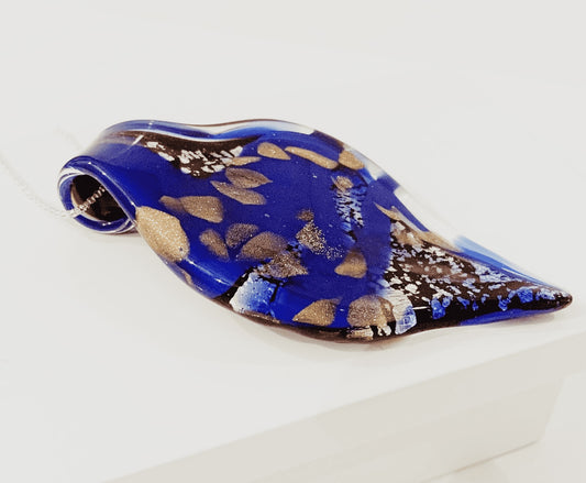 Blue Murano Glass Leaf Pendant
