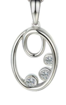 Oval sterling silver cubic zirconia stud drop earrings