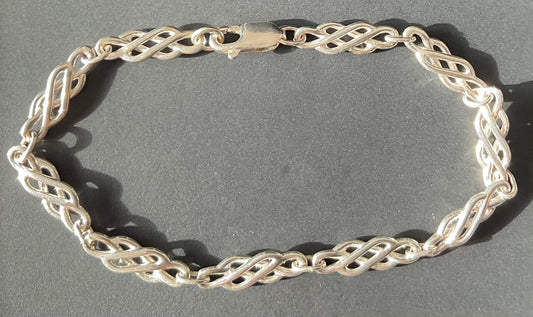 Ladies sterling silver bracelet fancy patterned solid Celtic link