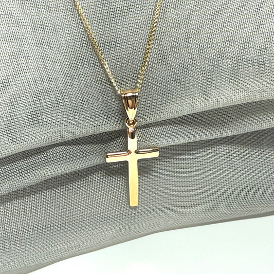 Polished plain polished yellow cross pendant