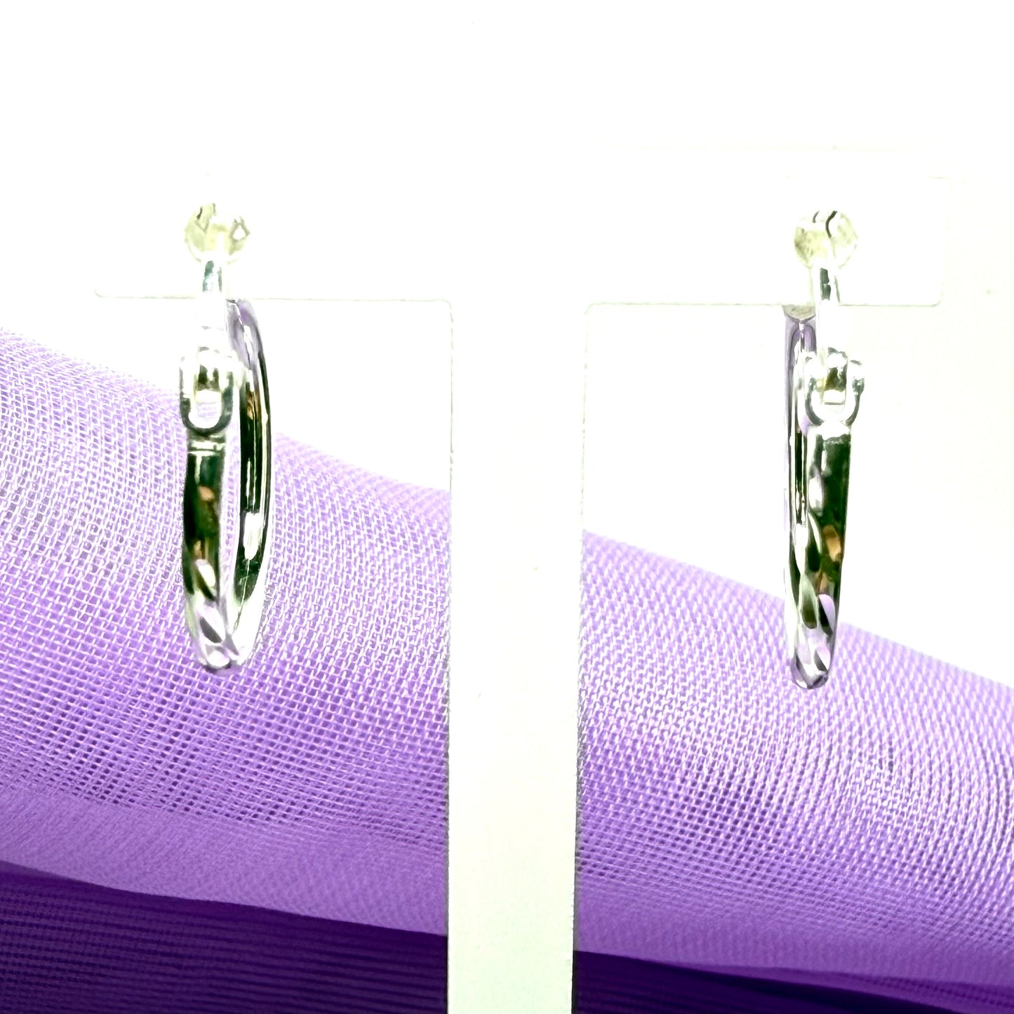 Sterling silver patterned hoop earrings 15 mm