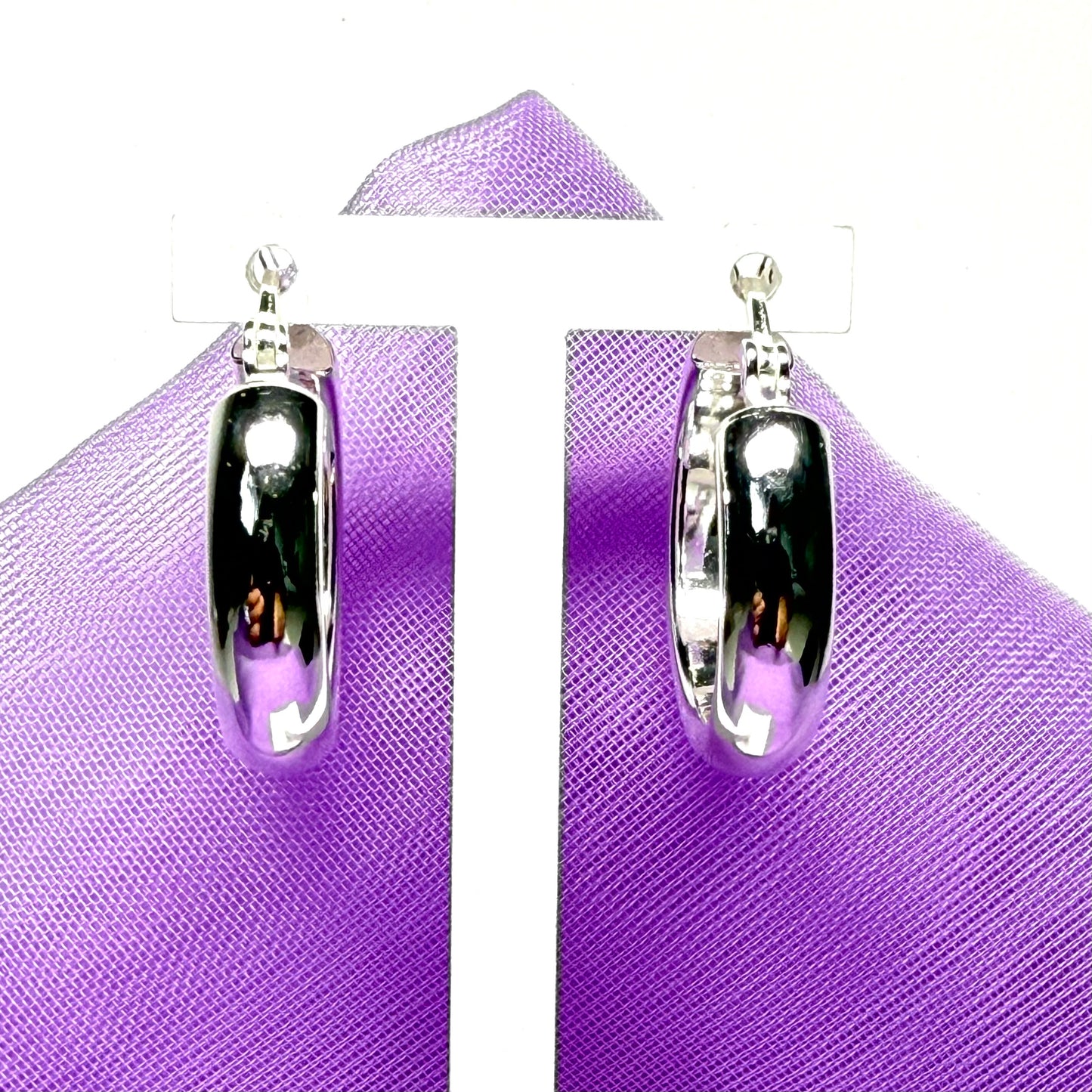 22 mm sterling silver hoop earrings thick round plain polished