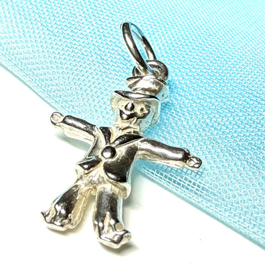 Scarecrow shaped solid charm sterling silver