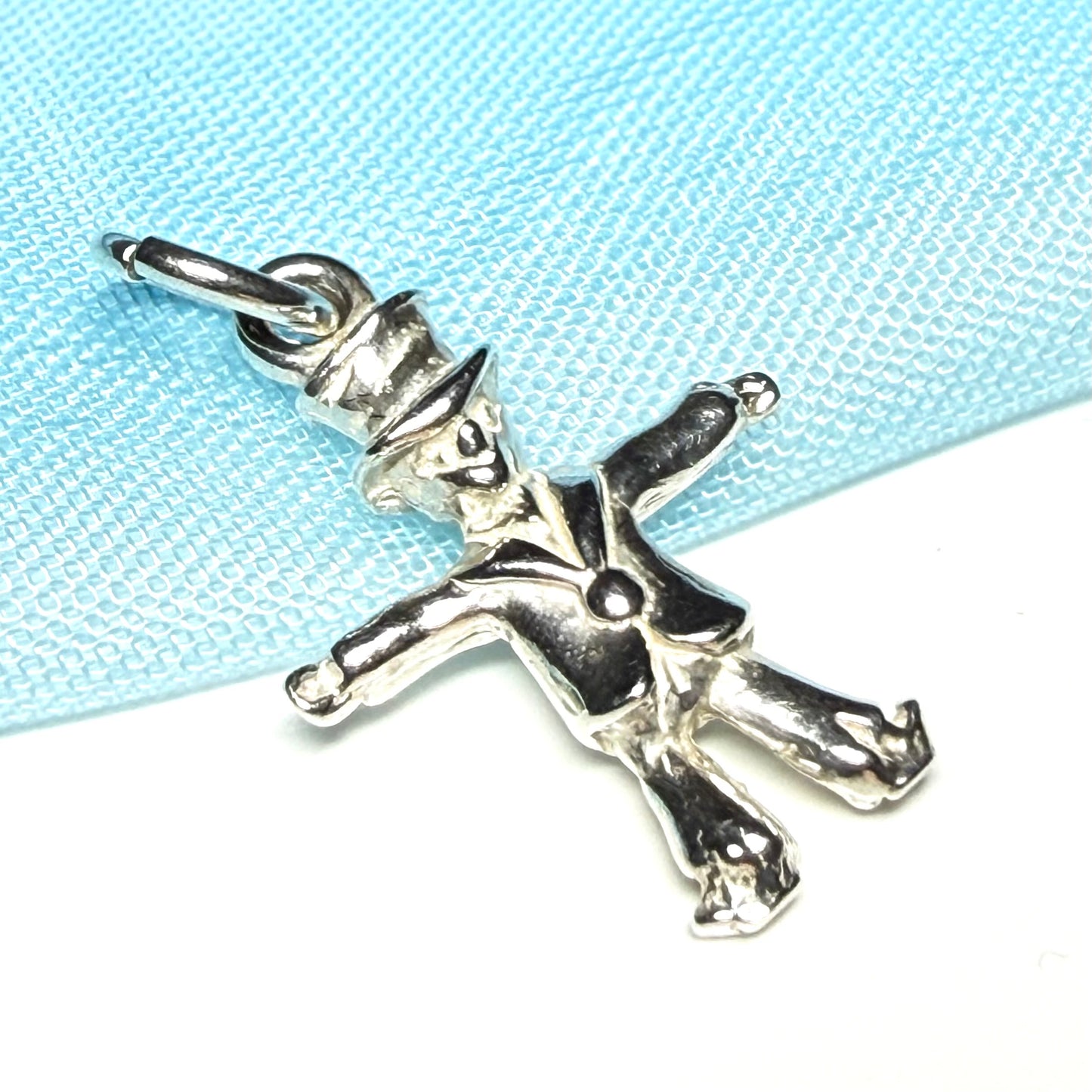 Scarecrow shaped solid charm sterling silver