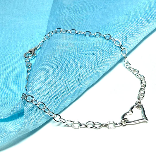 Ladies love heart bracelet sterling silver