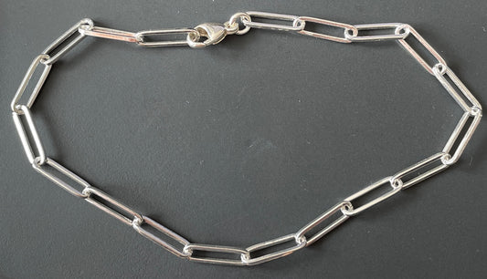 Ladies sterling silver long paperlink bracelet solid link