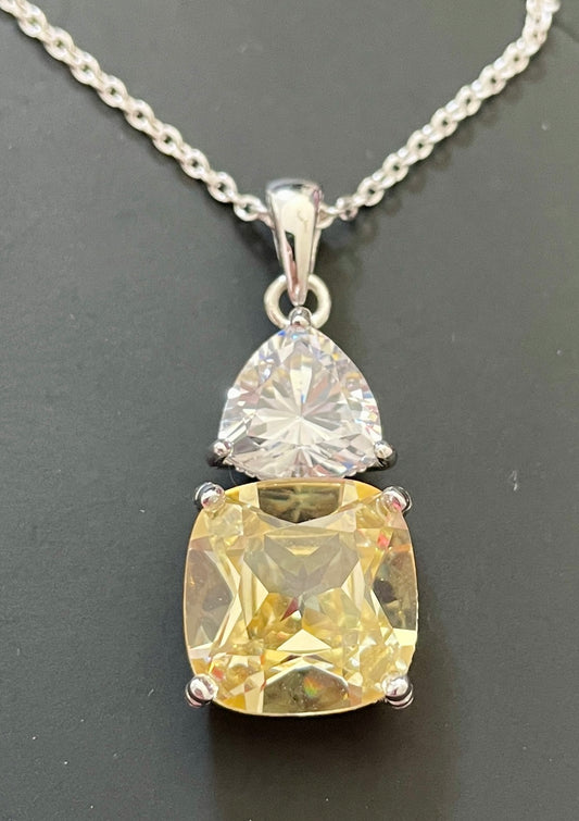 Large yellow lemon coloured necklace cocktail pendant