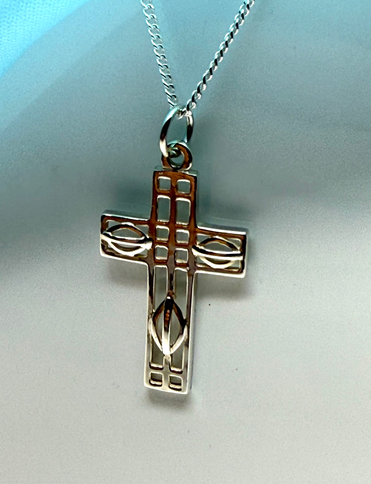 Charles Rennie Mackintosh large cross necklace sterling silver
