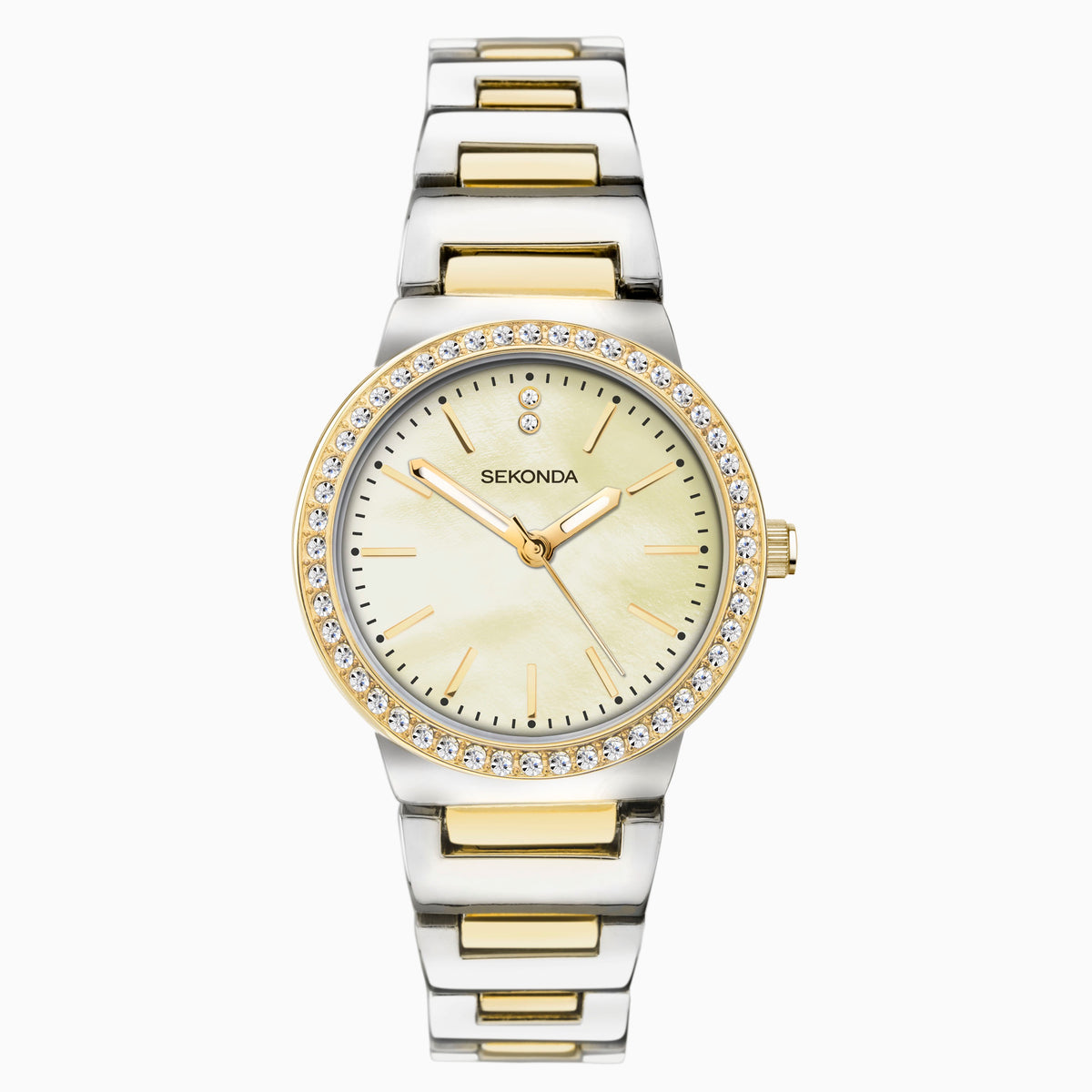 40490 Sekonda Watch Amelia Ladies Two Tone Bracelet Clear Dial Crystal Set