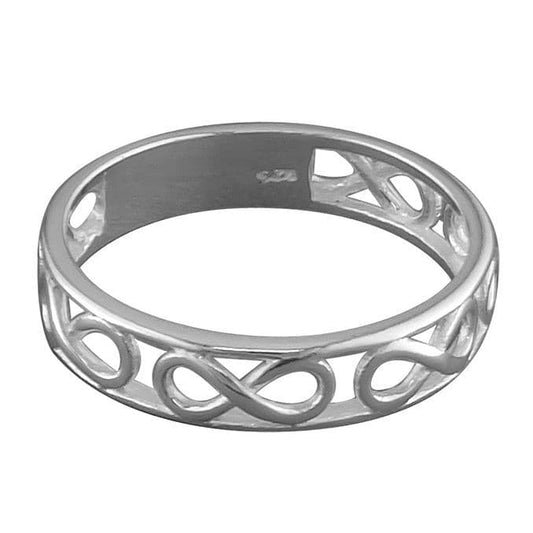 Sterling Silver Rubbed Over Three Stone infinity Ring