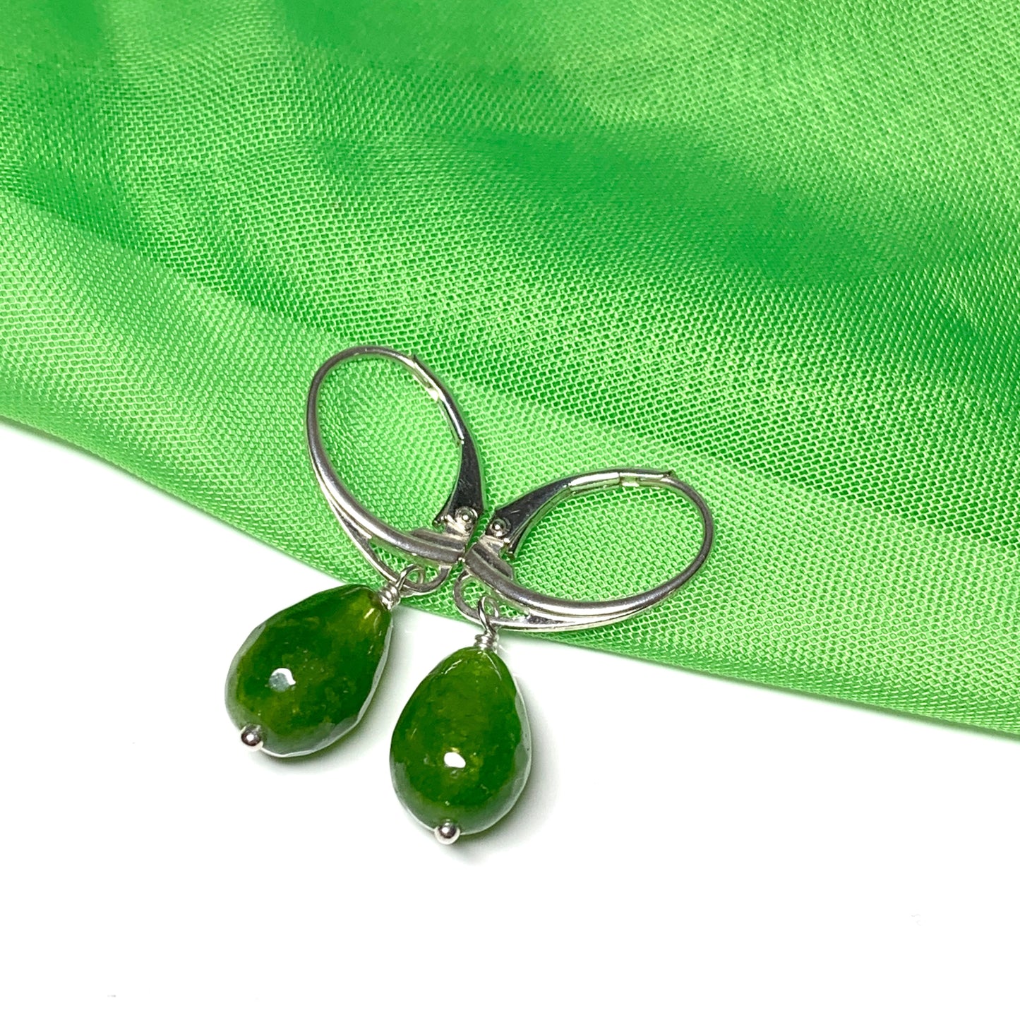 Jade necklace teardrop shaped green pendant