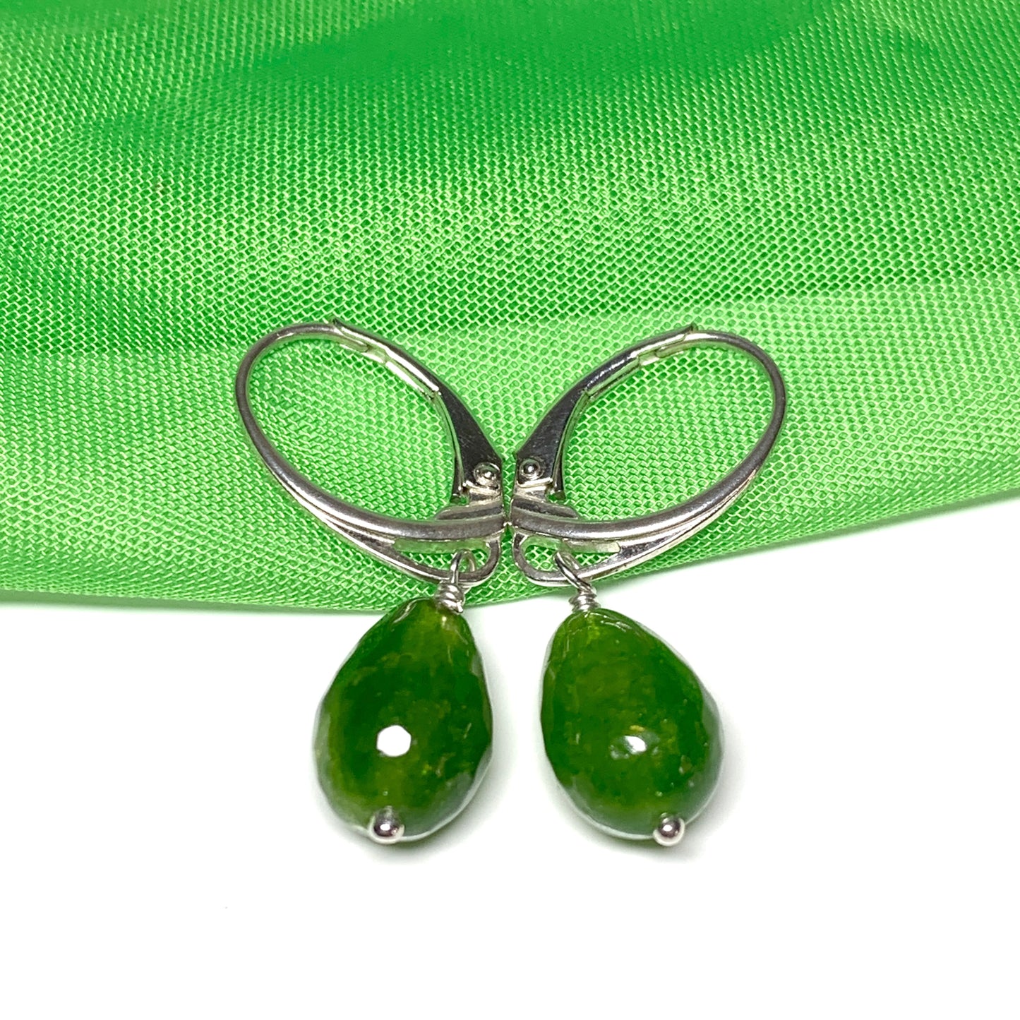 Jade necklace teardrop shaped green pendant