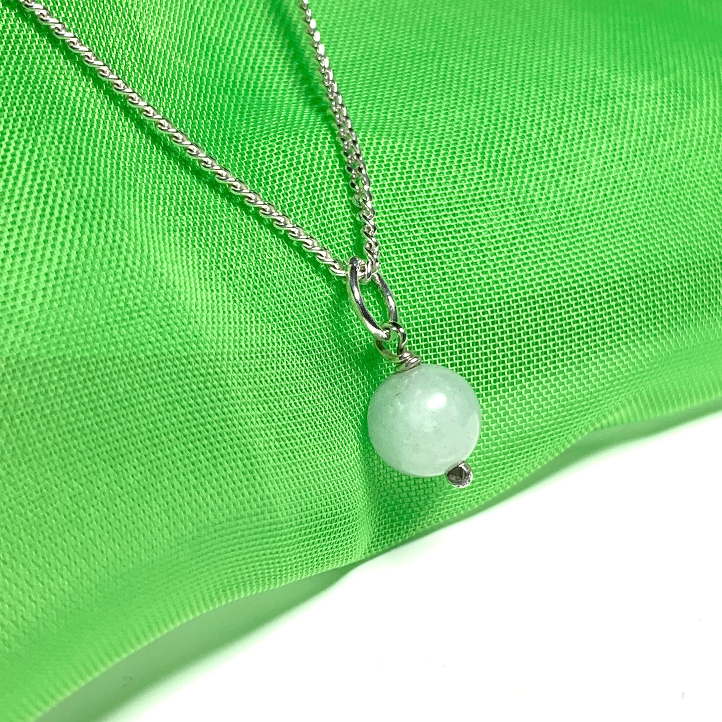 Jade pendant necklace round ball shaped green