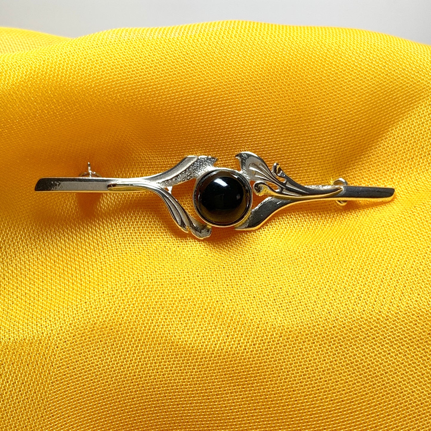 Jet brooch sterling silver