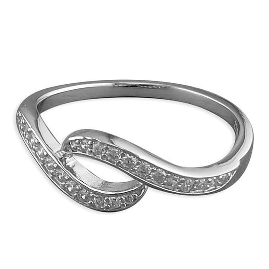Ladies Cubic Zirconia Sterling Silver Swirl Twist Ring