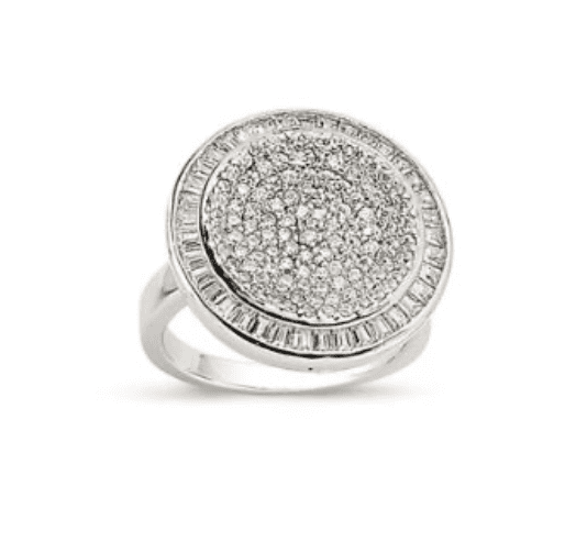 Ladies Round Silver Cluster Cubic Zirconia Ring