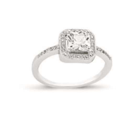 Ladies Silver Cluster Ring  Square Shaped