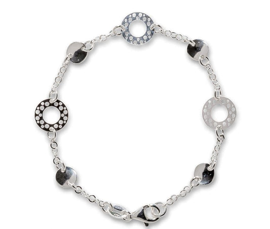 Ladies Sterling Silver Patterned Circle Bracelet