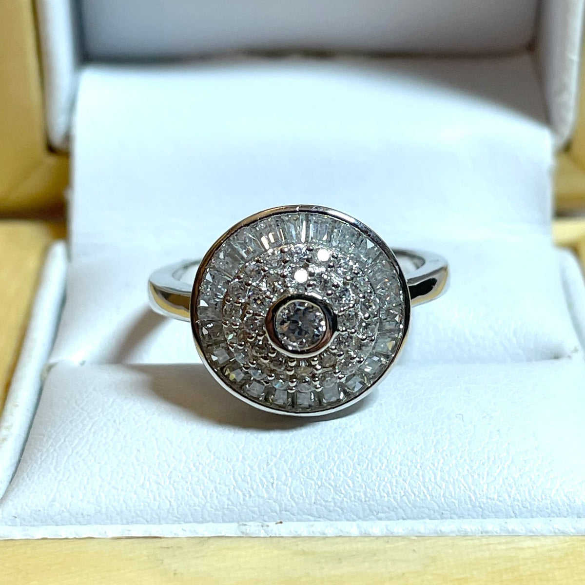 Ladies Sterling Silver Round Cluster Ring