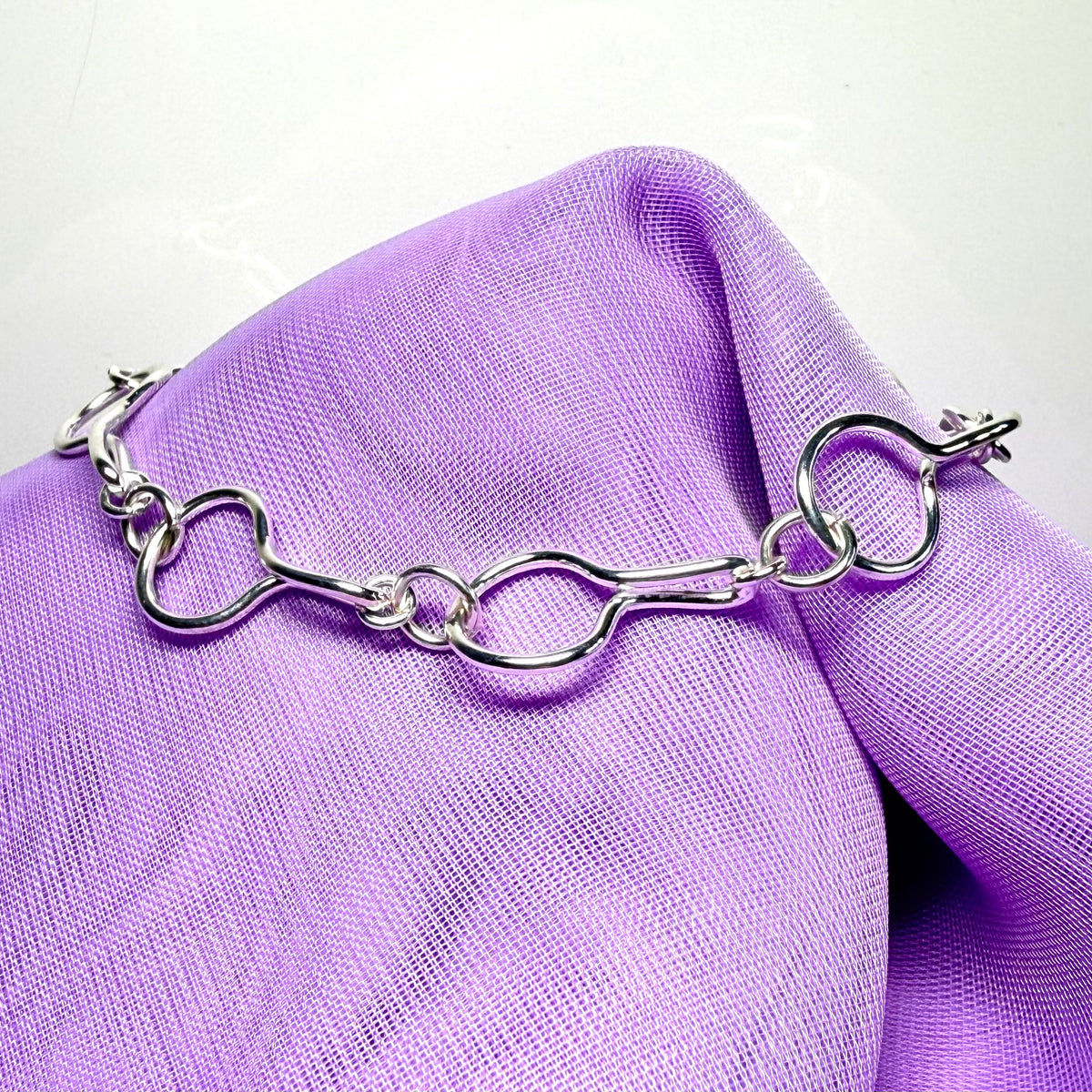 Ladies solid bracelet fancy open link twisted sterling silver