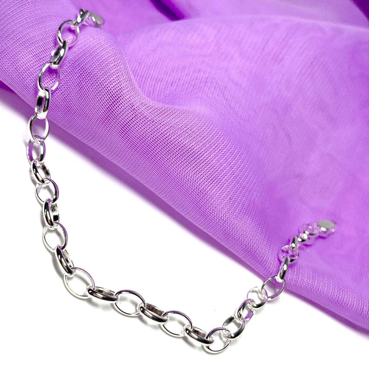 Ladies oval belcher link solid sterling silver ladies bracelet