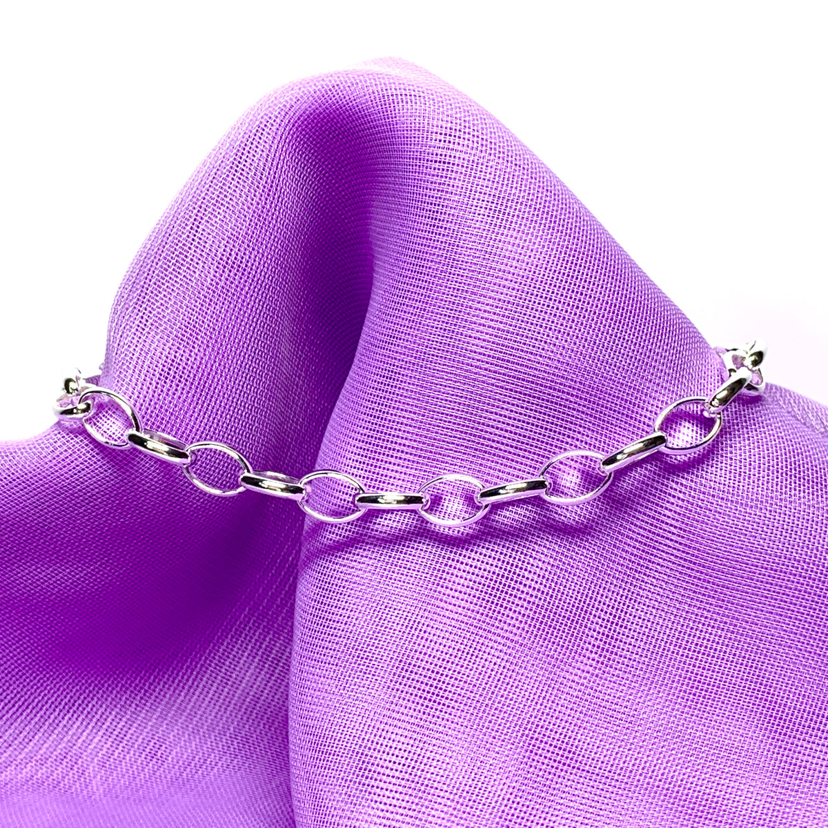 Ladies oval belcher link solid sterling silver ladies bracelet