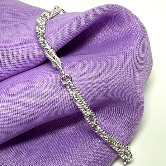 Ladies sterling silver bracelet twisted fancy patterned solid link
