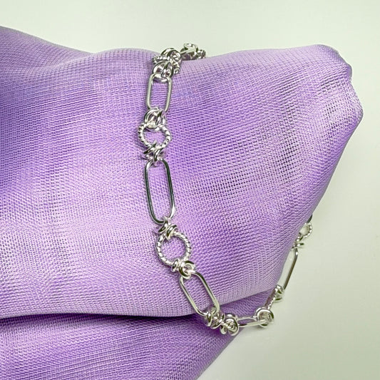 Ladies sterling silver fancy bracelet solid link