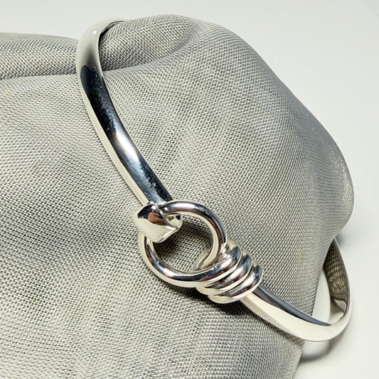 Ladies sterling silver fancy loop hook bangle