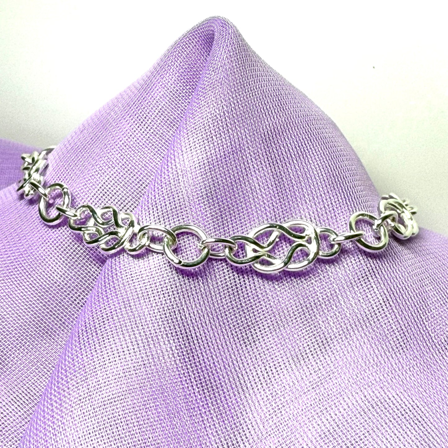 Ladies sterling silver fancy open Celtic designed bracelet solid link
