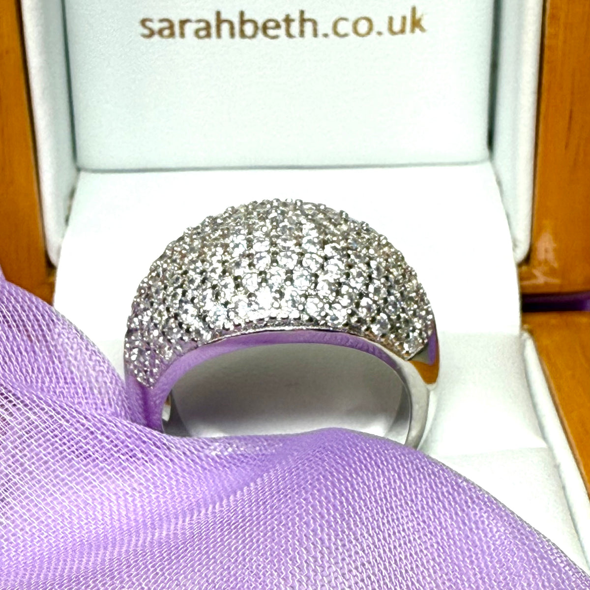 Ladies sterling silver large domed shaped cluster ring cocktail dress