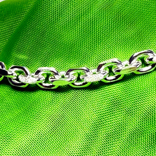 Ladies sterling silver solid heavy squared belcher bracelet