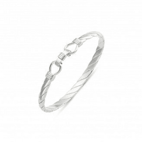 Ladies solid sterling silver opening twisted bangle
