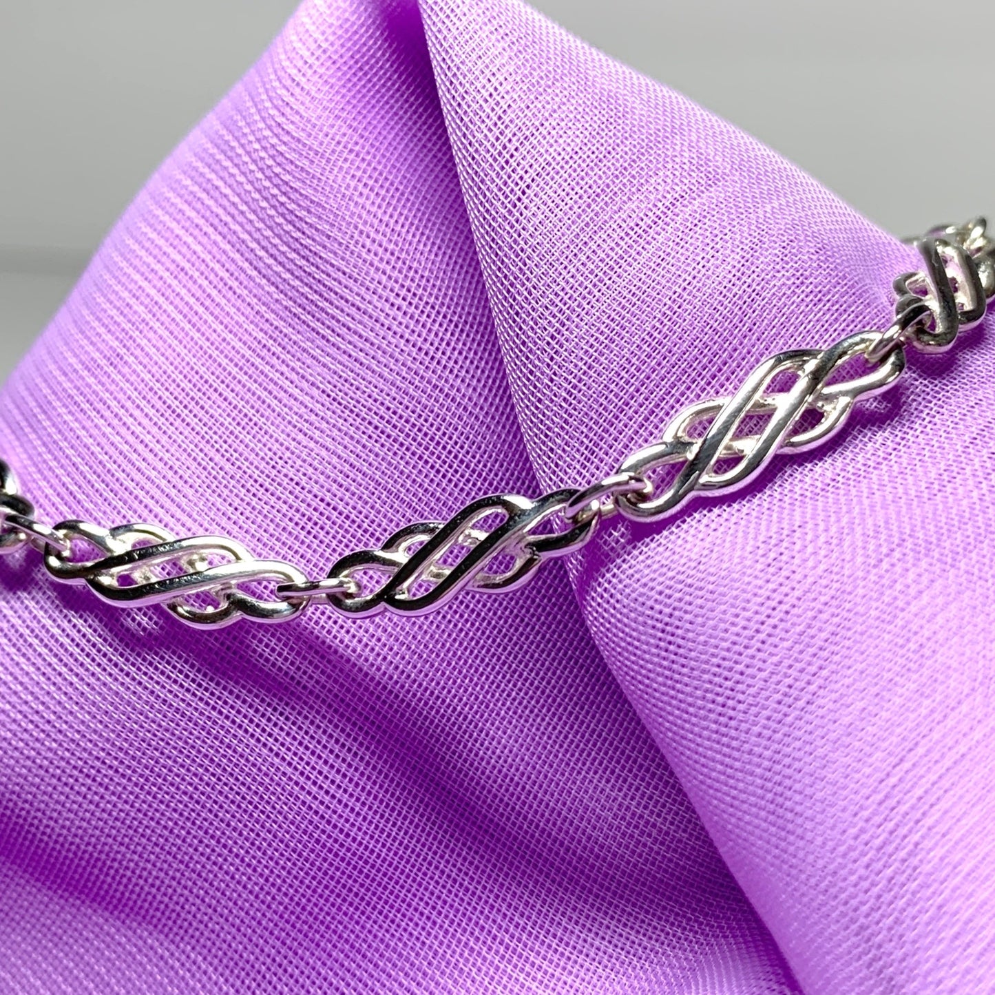 Ladies sterling silver bracelet fancy patterned solid Celtic link