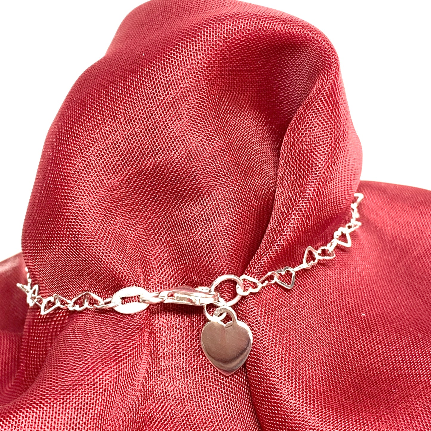 Ladies sterling silver fancy heart shaped bracelet