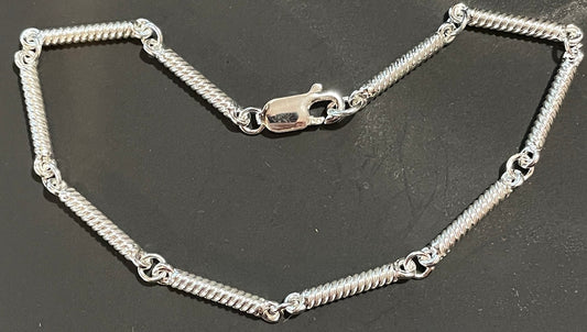 Ladies sterling silver long patterned bracelet solid link