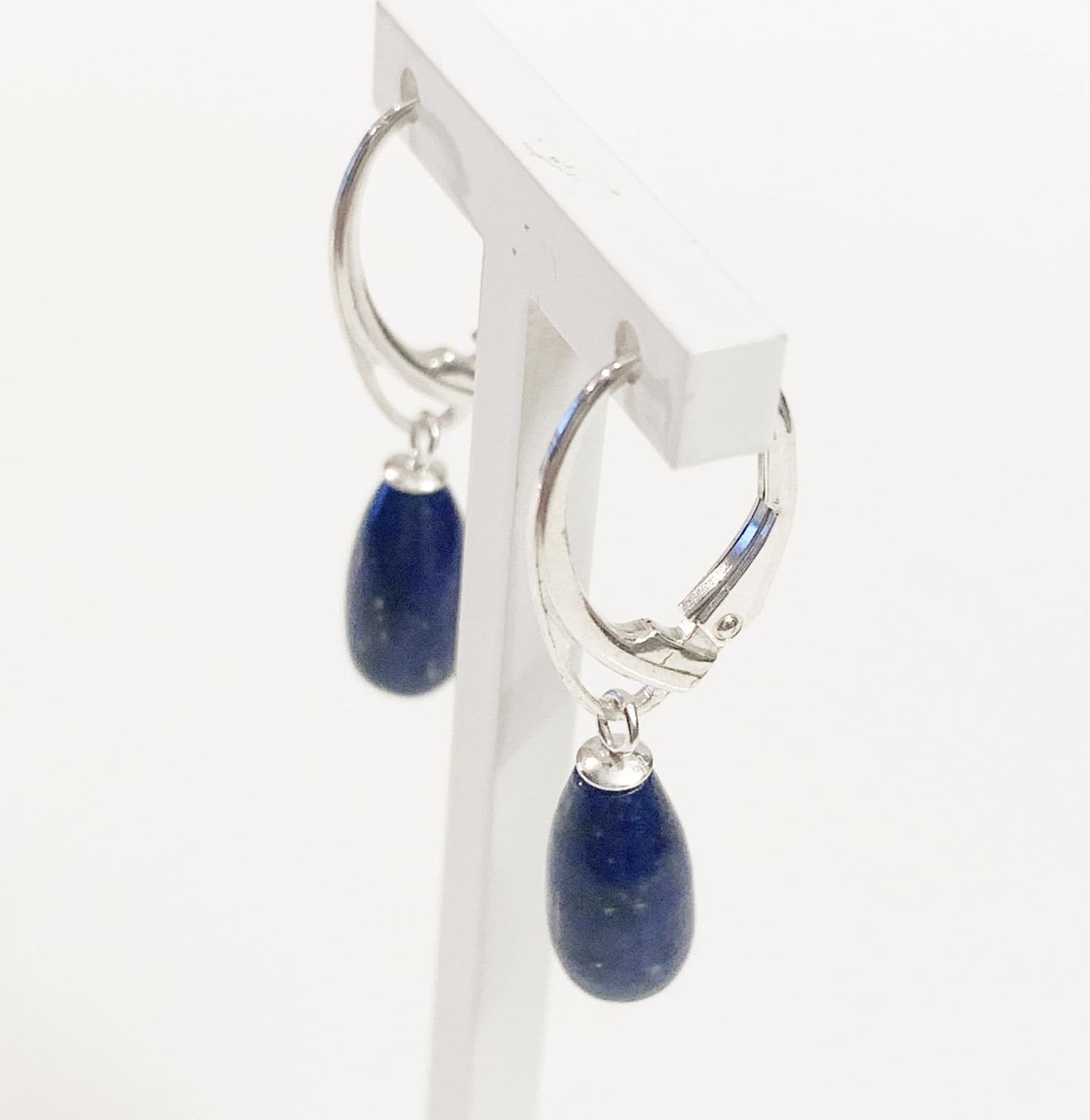 Lapis Lazuli Blue Teardrop Shaped Sterling Silver Drop Earrings