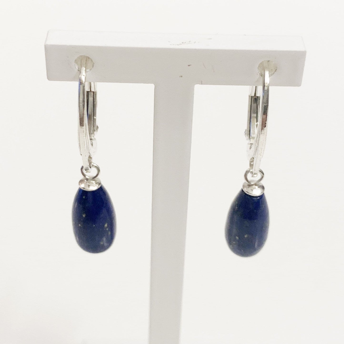 Lapis Lazuli Blue Teardrop Shaped Sterling Silver Drop Earrings