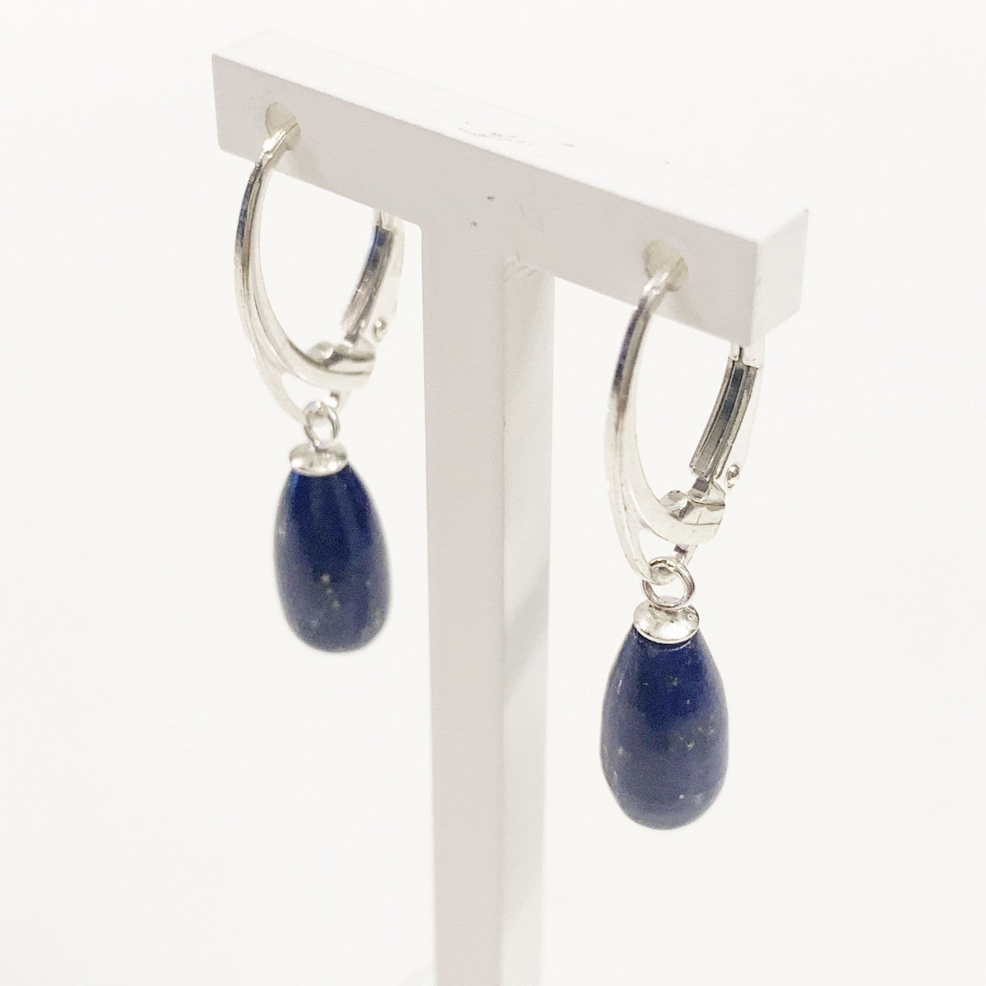 Lapis Lazuli Blue Teardrop Shaped Sterling Silver Drop Earrings
