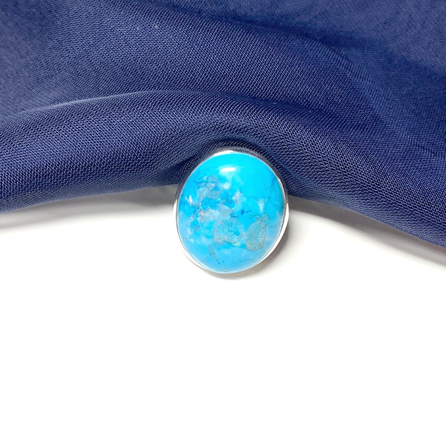 Large Oval Blue Magnesite Sterling Silver Ring