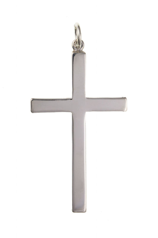 Cross necklace sterling silver plain polished including chain