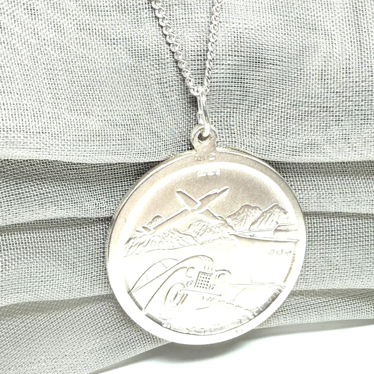Large 30 mm Round Sterling Silver Double Sided St. Christopher