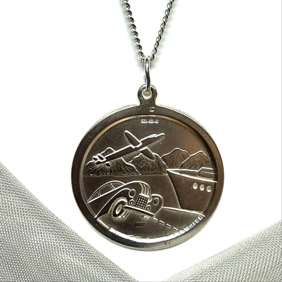 Large 30 mm Round Sterling Silver Double Sided St. Christopher