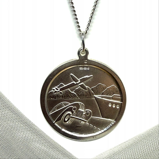 Large 30 mm Round Sterling Silver Double Sided St. Christopher