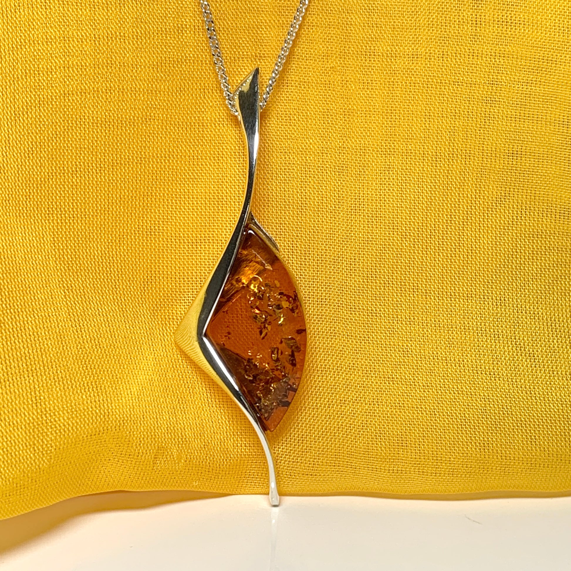 Large real amber necklace sterling silver